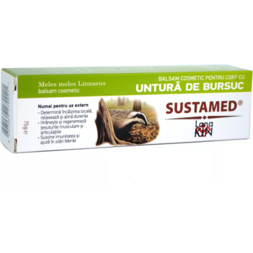 Balsam cosmetic pentru corp cu Untura de bursuc, 75 g, Sustamed